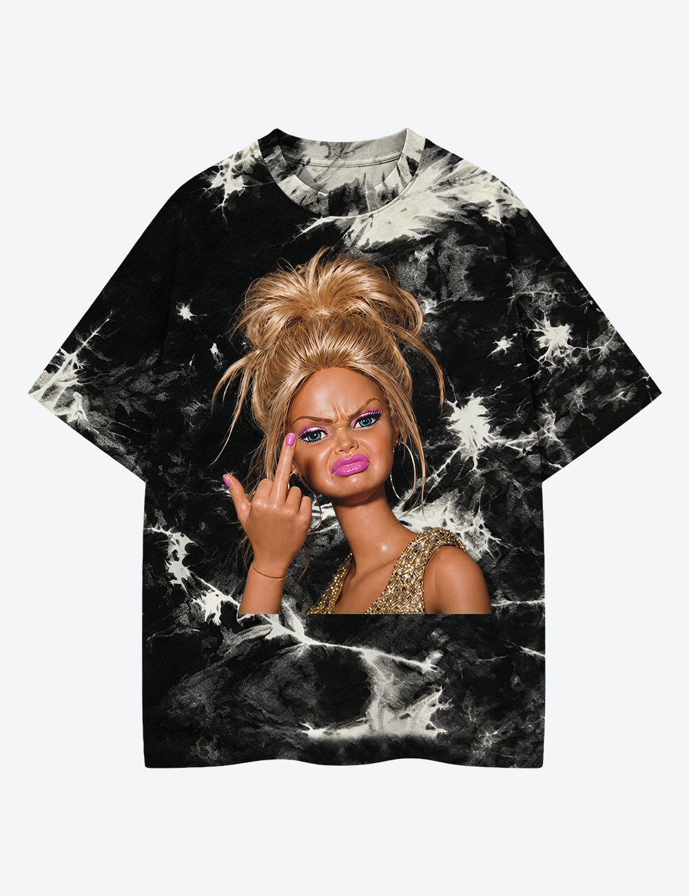 Shocked Funny Doll Pop Culture Unisex Cotton Handmade Tie-Dye T-Shirt